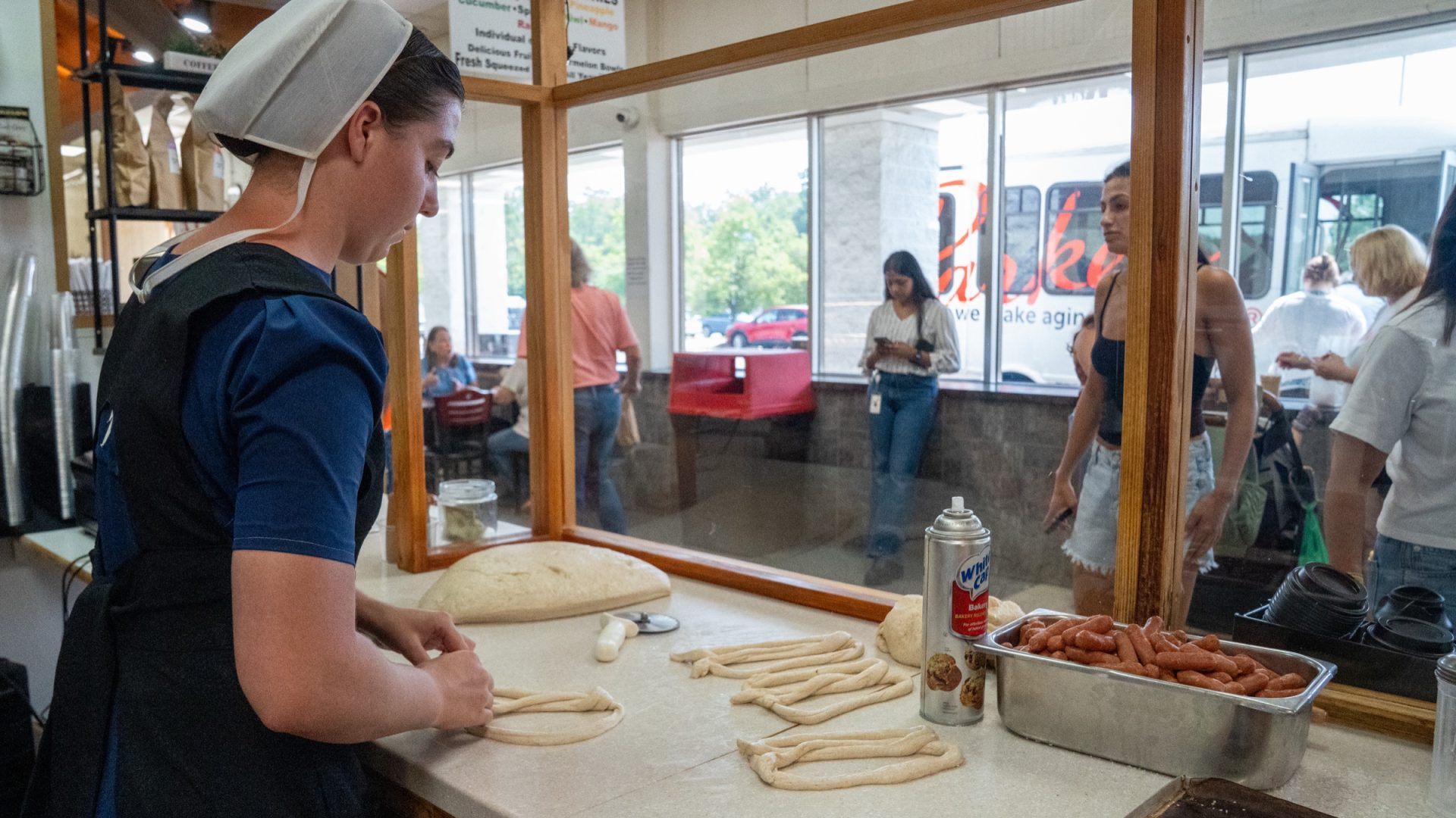 Pretzels being hand-rolled at Lynn's Pretzels, PA Dutch Farmers Market